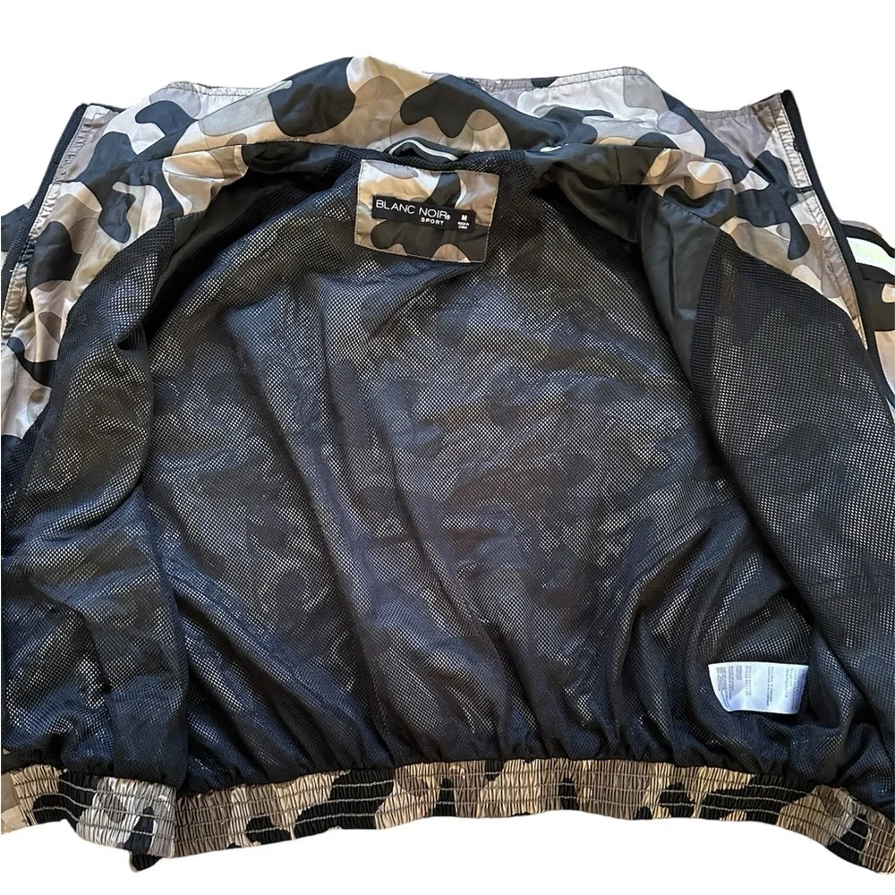 Blanc Noir Camo Cropped Bomber Jacket with side stripe Size M - Picture 15 of 15
